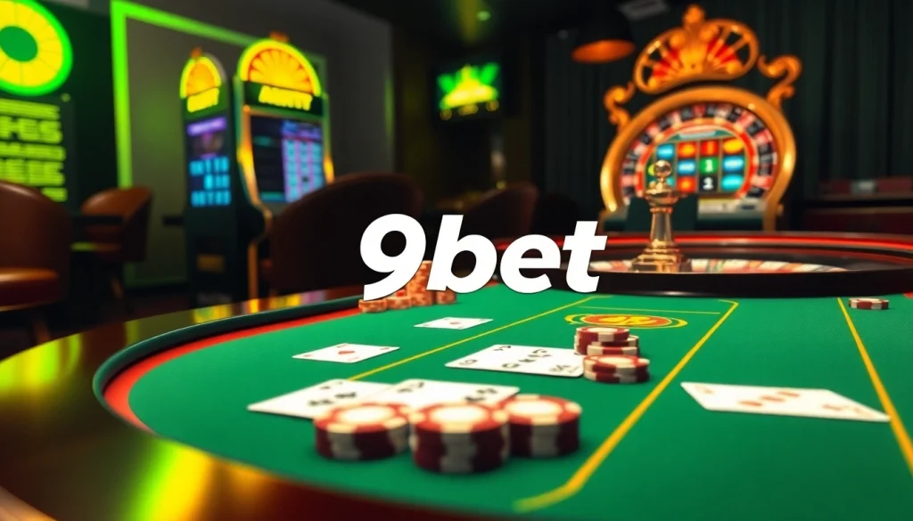 Experience high-stakes gameplay at 9bet with a luxurious digital casino setup.
