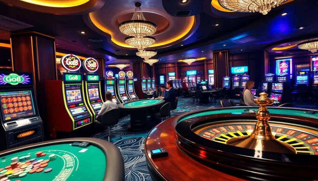 Experience the excitement of Go8 gaming in a luxurious casino setting with vibrant tables and thrilling action.