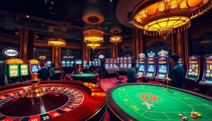 Engage in thrilling gaming with DA88's luxurious casino atmosphere featuring poker and roulette.