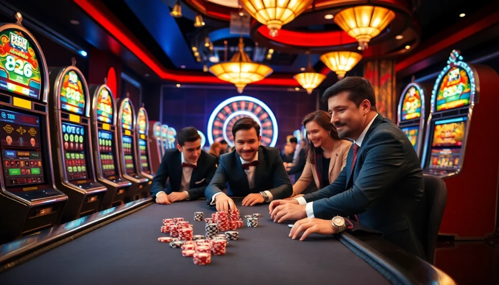 Engaging poker action at Ee88 casino, showcasing excitement and luxurious ambiance.