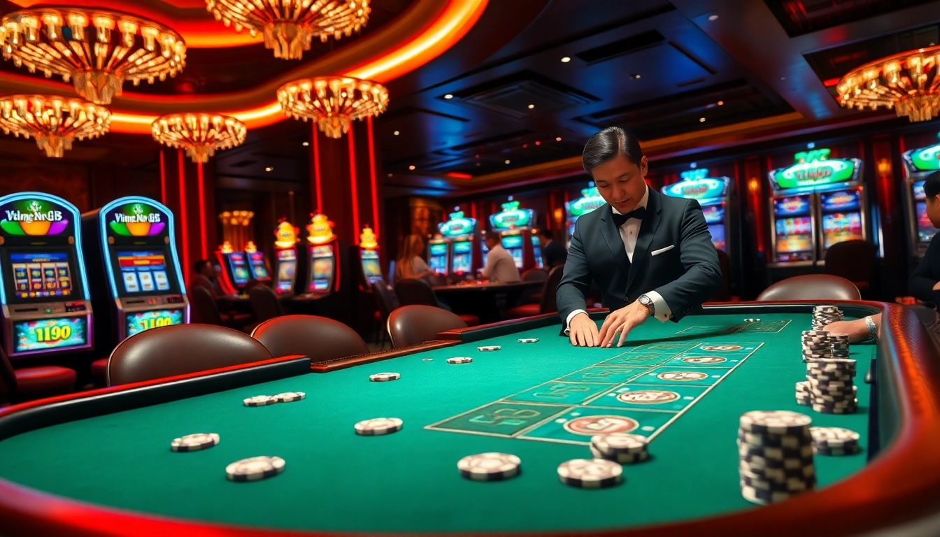 Engaging scene at Vin88 casino table capturing the thrill of high-stakes gambling.