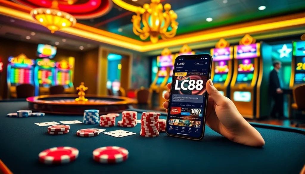 LC88 virtual casino with cards, roulette, and mobile betting interface.