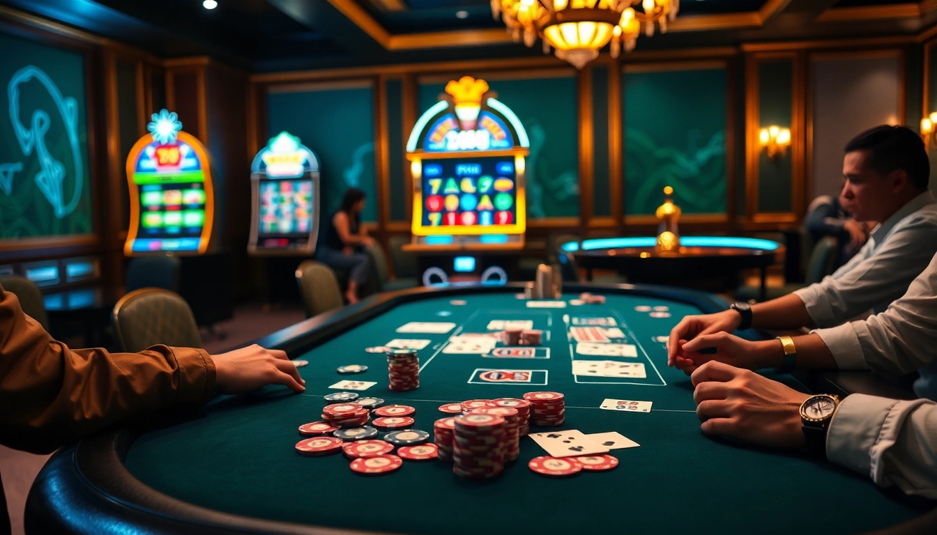 Players strategize at the 789win poker table, embodying excitement in a luxurious casino atmosphere.