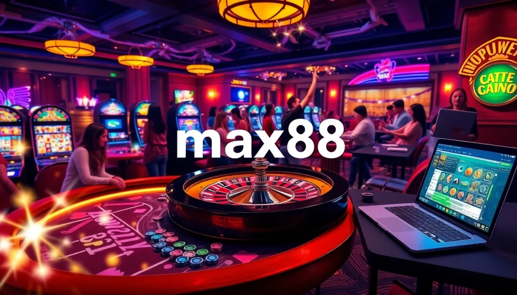 Experience thrilling gambling action and luxury at max88 casino with roulette, slots, and online interfaces.