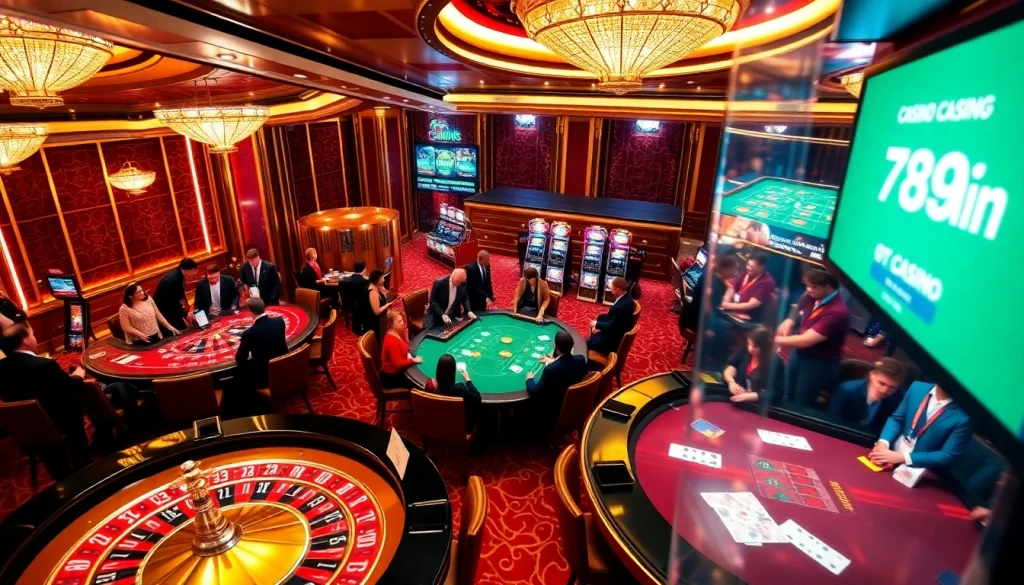 Players enjoying high-stakes games at 789win casino, showcasing vibrant tables and exciting gameplay.