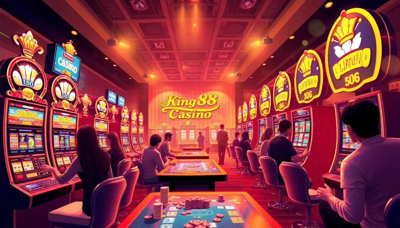 king88 online casino scene featuring vibrant slot machines and players enjoying gaming