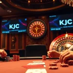 Players enjoying a thrilling poker game at KJC's luxury casino.