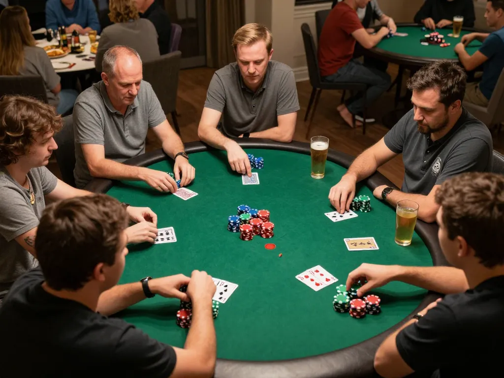 Witness live poker action at https://ko6689.com/jay-tran/, showcasing vibrant gameplay and engaged players.