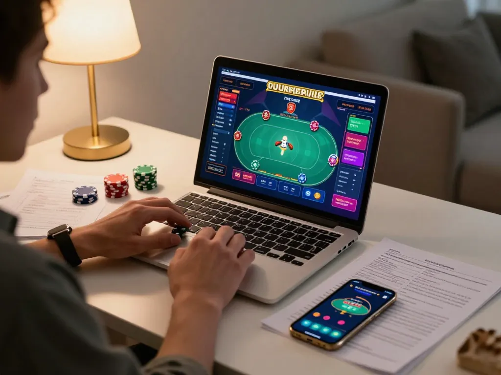 Engaging online gaming session on https://tx88at.com/ showcasing a player immersed in poker strategy