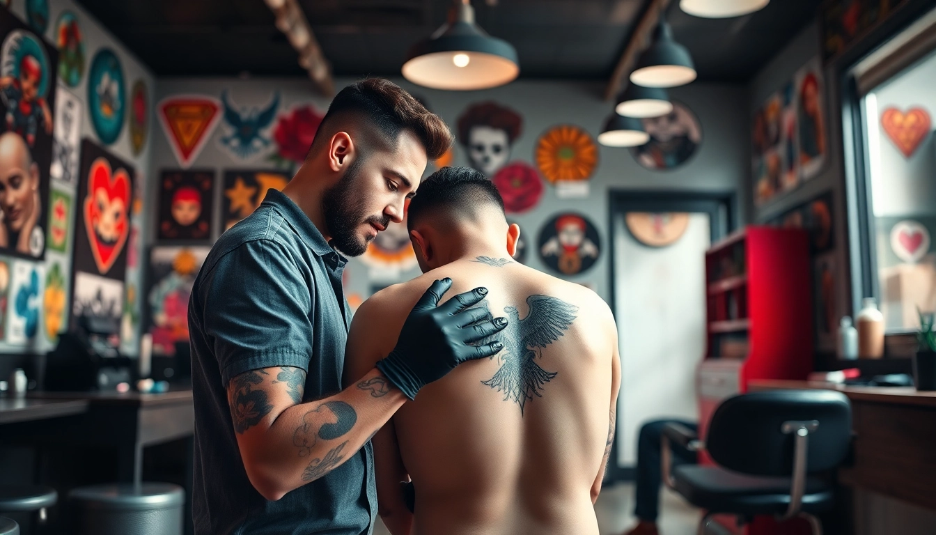 Inspiring tattoo artist at work creating intricate design at https://89bet.tattoo/ in a vibrant parlor.