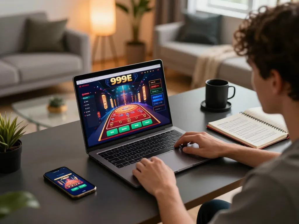 Engaging gaming session at 999E casino online platform with player strategizing wins.