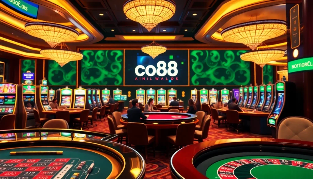 Experience the thrill of online gambling at co88 with vibrant casino tables and slots.