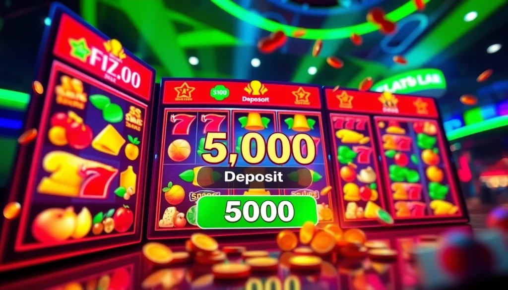 Exciting slot dana online gaming platform showcasing colorful reels and a vibrant user interface for deposits.