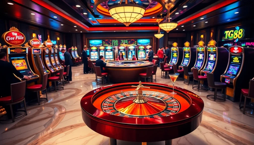 Gamblers enjoying a thrilling TG88 casino experience at a roulette table.