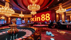 Players enjoying exhilarating games at xin88 casino with engaging poker tables and roulette.