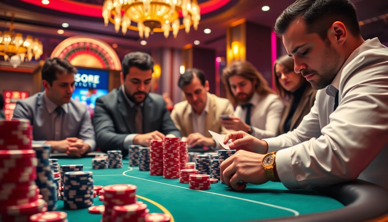 A professional poker game with a luxurious setting, showcasing high stakes and vibrant chips, themed around 5MB betting limits.