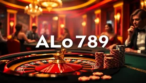 Experience high-stakes gaming at ALo789's prestigious casino table with roulette and poker chips.