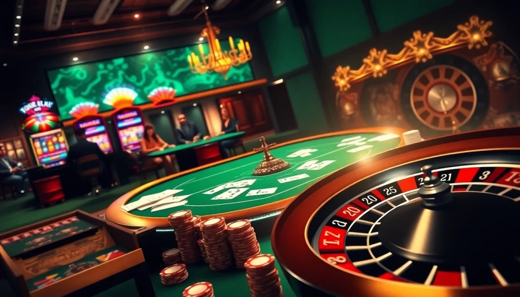 Experience the thrill of online gaming at 88xx.co.com with a luxurious casino scene featuring poker, slots, and roulette.