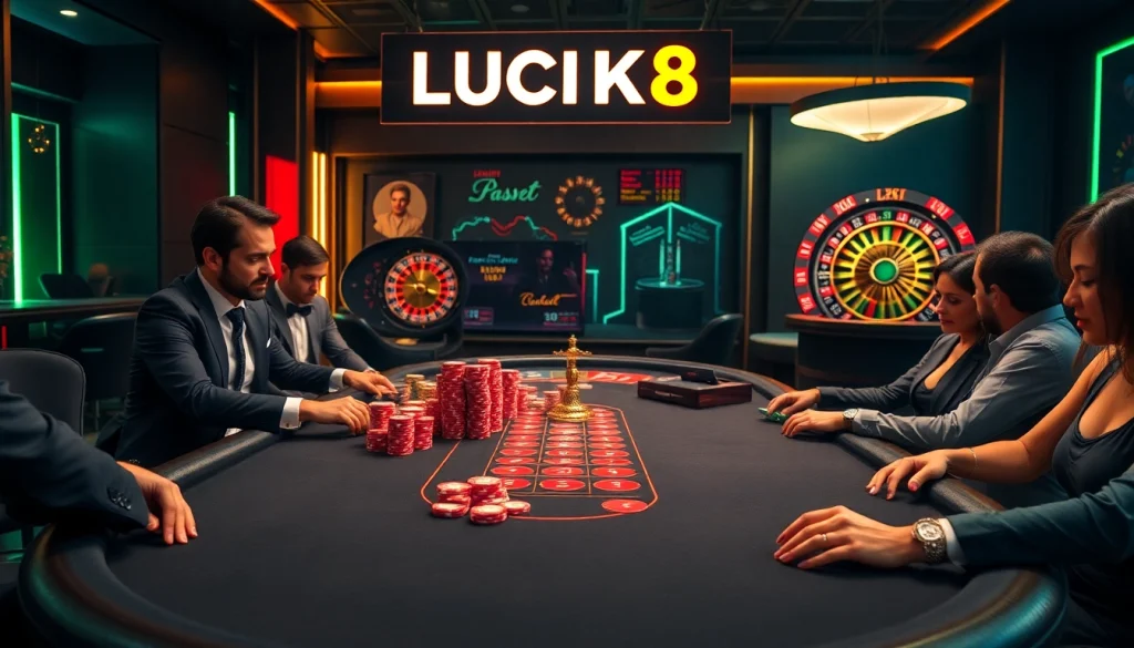 LUCK8 gaming table scene featuring engaging poker gameplay and luxury atmosphere.