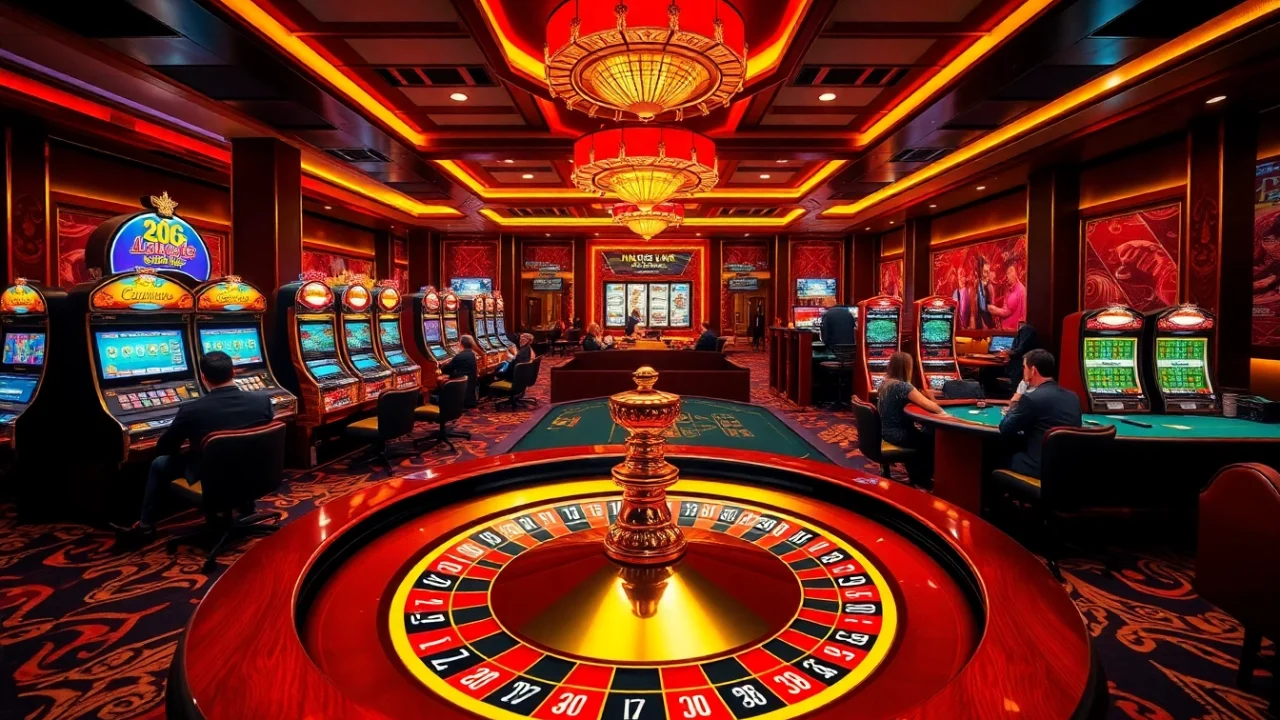 Engaging players and vibrant games reflect excitement at https://xx88.moe/ in a luxurious casino setting.