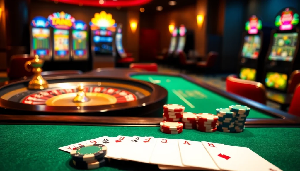 A vibrant casino scene showcasing roulette, poker chips, and a digital interface from https://g28.store/, capturing gambling excitement.