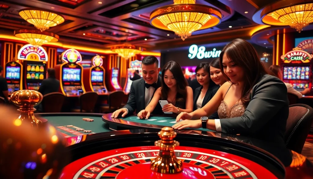 Gaming action at 98win with players registering for thrilling casino experiences.