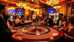 Experience thrilling gameplay at Bl555 with vibrant casino tables and engaging players.