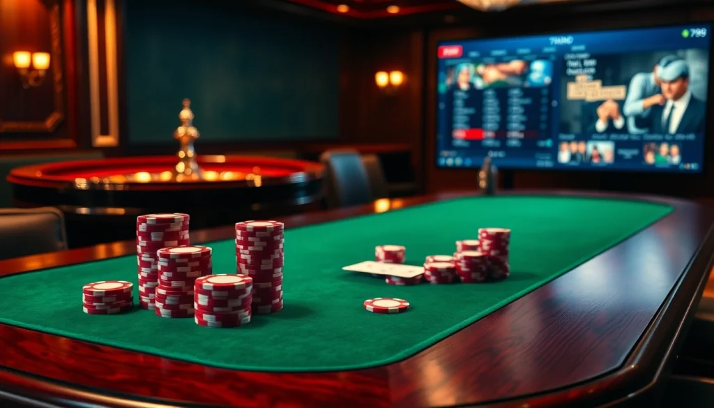 Experience the thrill of 789P at a luxurious casino table filled with poker chips and cards.
