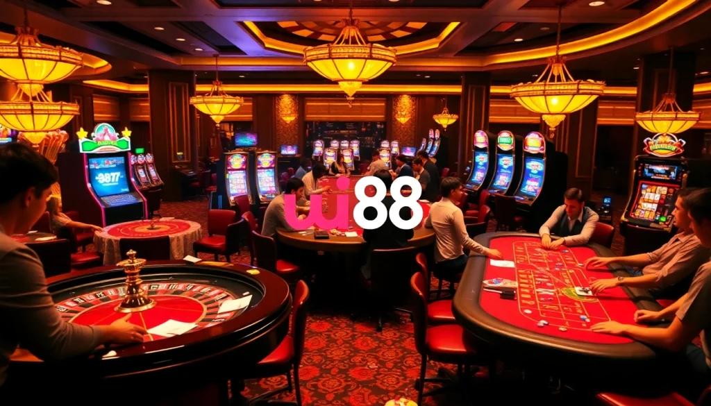 Experience the thrill of gaming at uu88 with vibrant casino tables and engaging players.