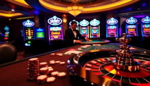 Experience the thrill of 188BET with a vibrant casino scene featuring poker and roulette tables.