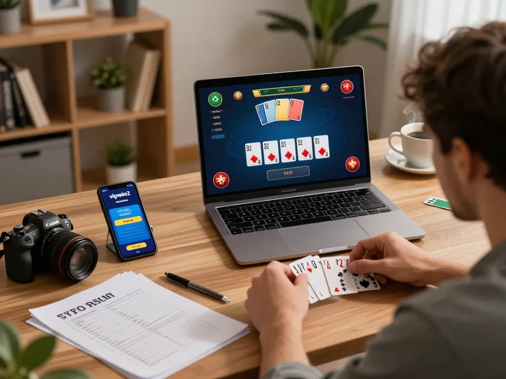 Engaging in a live dealer blackjack game with vipwin2 app in warm home setting