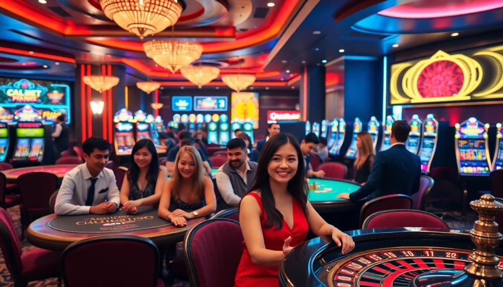 An engaging scene of players enjoying table games at 789bet in a luxurious casino atmosphere.