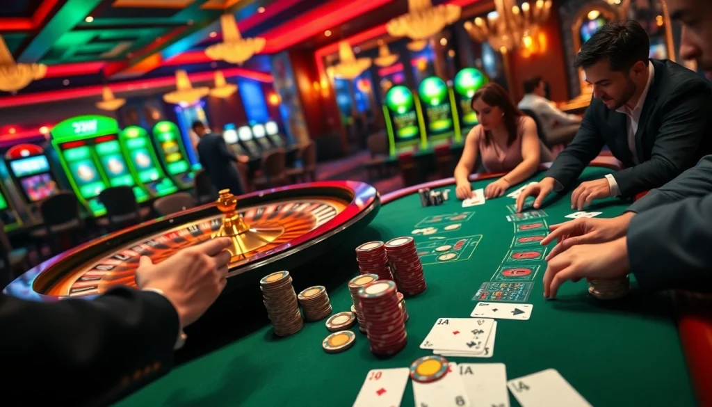 Experience the excitement of 33WIN with vibrant casino games and thrilling betting at a luxurious poker table.