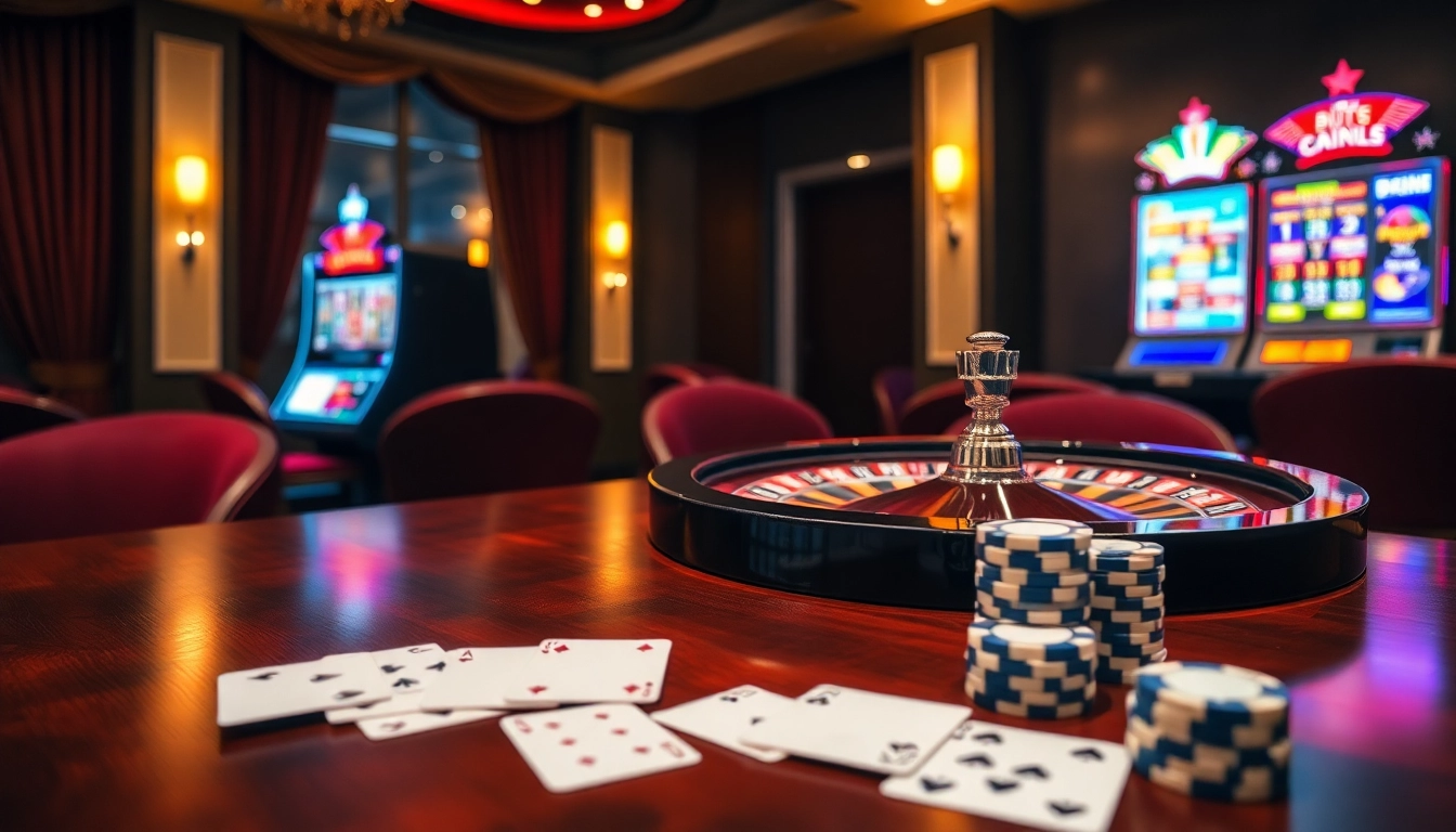 Exciting gameplay at https://tg88.cafe/ with vibrant casino elements like roulette, cards, and chips.