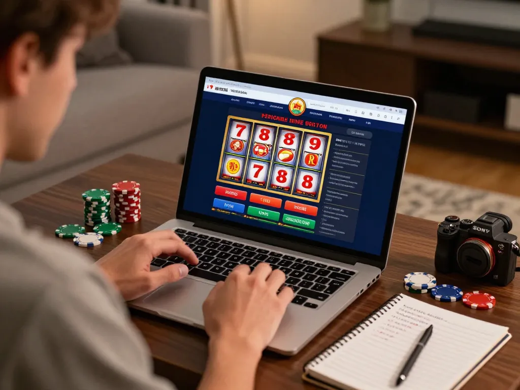 Person engaged in responsible online gaming at a reputable nhà cái uy tín, showcasing strategic elements.