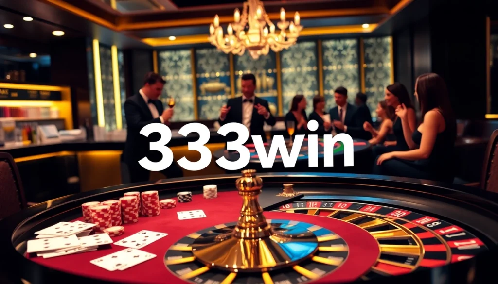 33win casino table showcasing vibrant poker chips and cards in an exciting gaming atmosphere.