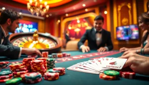 Experience thrilling poker action at vipwin casino, featuring vibrant chips and engaging gameplay.