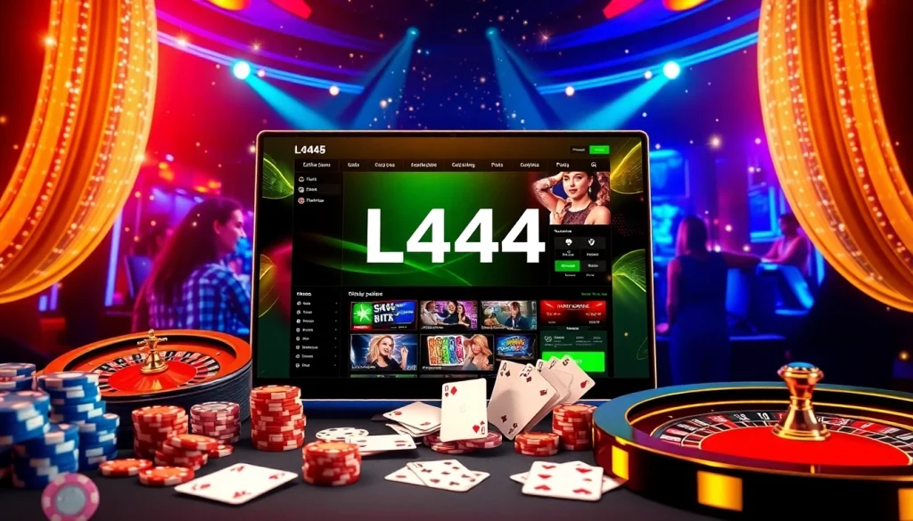 A thrilling online betting scene on the l444 platform, featuring poker chips and live dealer action.