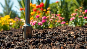 יתד אנקור נעוץ באדמה עשירה, המדגיש את העמידות והחוזק שלו ליישומי גינון.