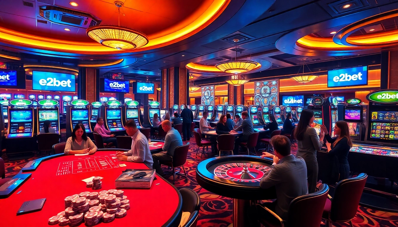 Experience thrilling gameplay at e2bet's luxurious online casino, featuring vibrant table games and winning moments.