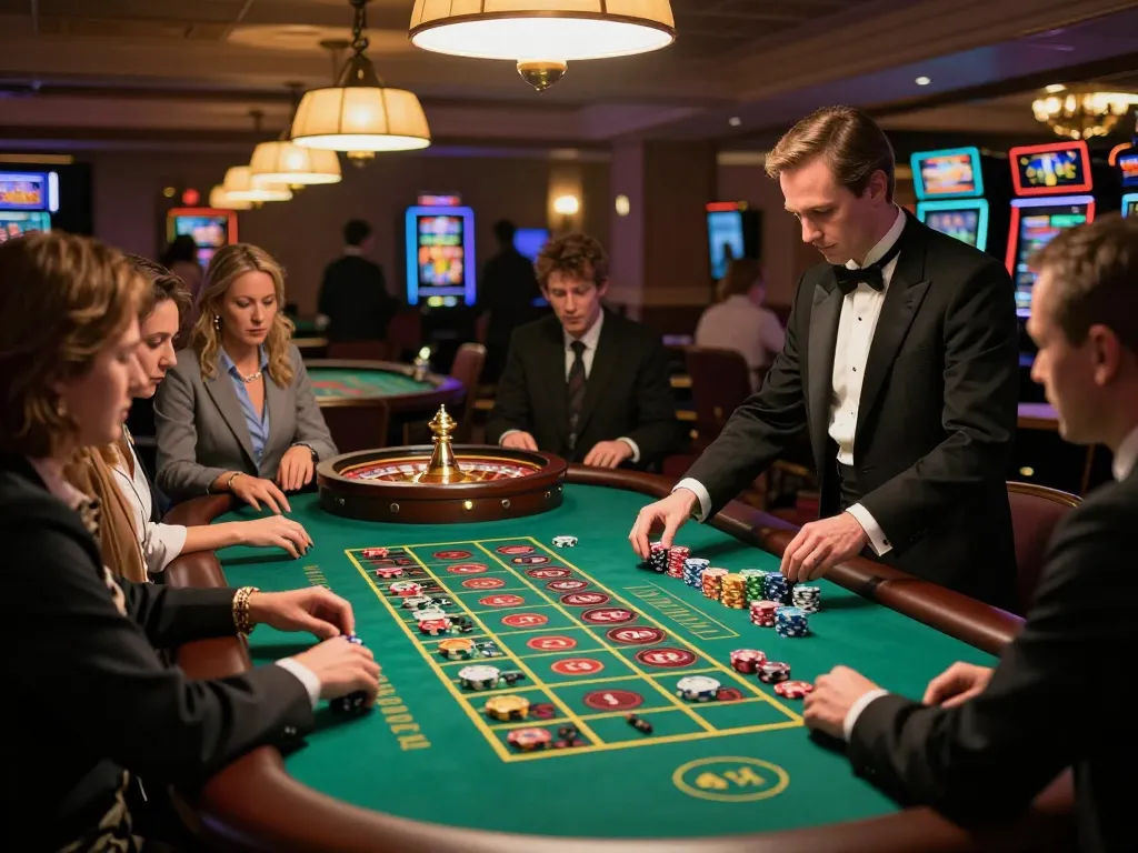 Players placed bets at an elegant roulette table scene in a casino, capturing the excitement of CM88.