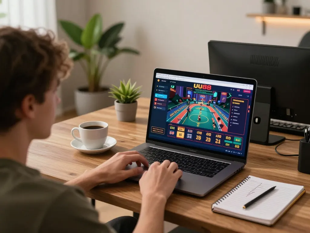 Player enjoying UU88 casino online gaming, engaging with the interface while managing betting strategy.