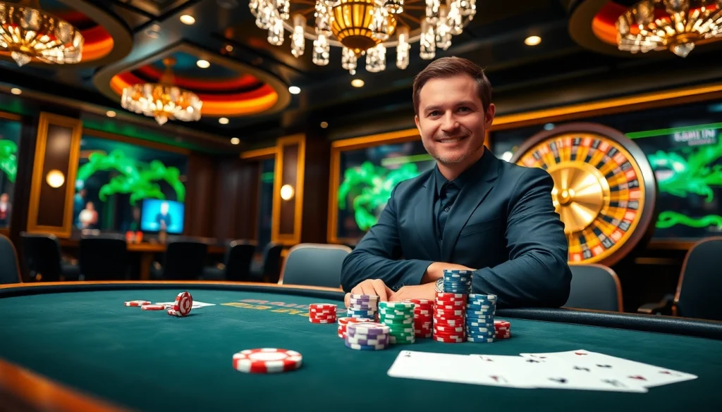 Experience the thrill of casino gaming with 3win at a luxurious poker table.