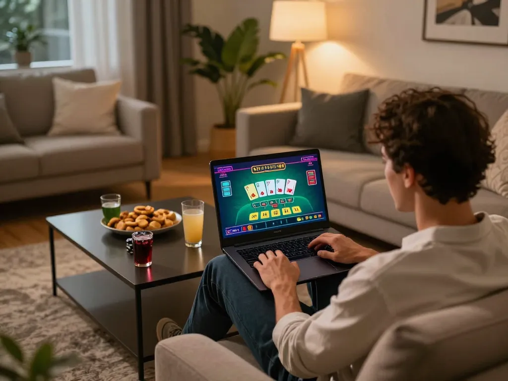 Engaging gameplay at https://max88sss.com/ showcasing a live dealer blackjack game in a cozy home setting.