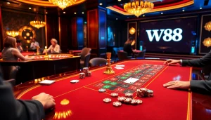 Players enjoying their time at a WW88 casino table, showcasing excitement and strategy.