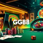 Experience the thrill of GG88 gaming with vibrant casino visuals, featuring poker chips and slot machines.