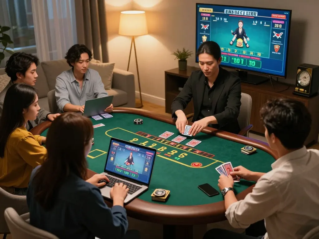 Players enjoying a live dealer game at Net88, showcasing immersive online gambling experience.