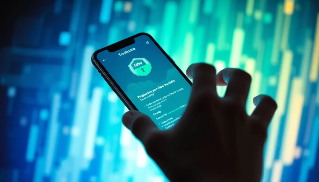 快连下载应用界面在智能手机上展示，带有鲜明的科技设计。