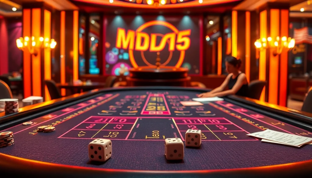 Tài xỉu MD5 game table showcasing vibrant betting options and luxury casino atmosphere.