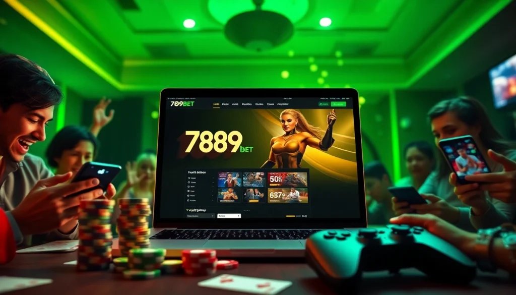 Exciting online gambling scene showcasing 789bet with vibrant gaming elements.